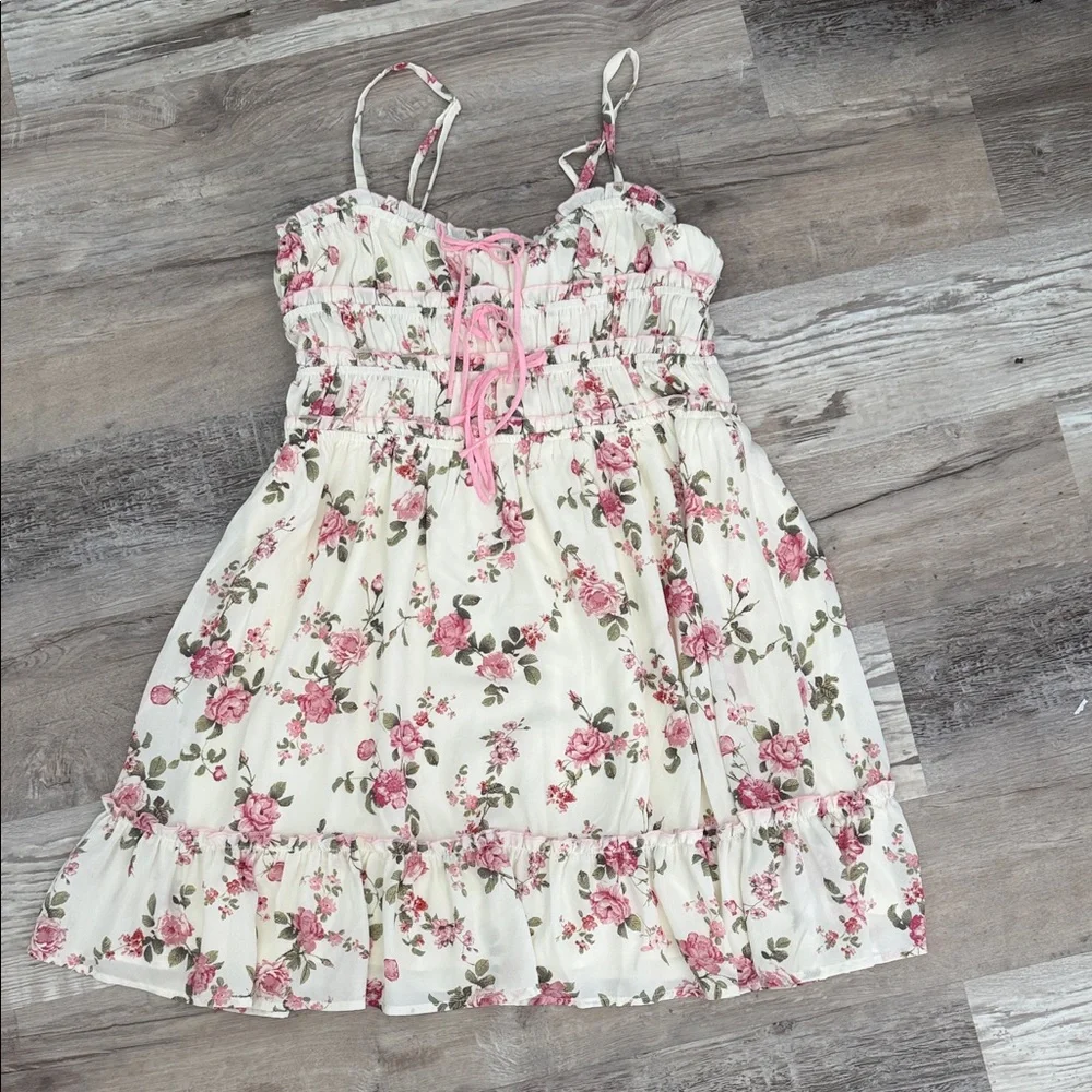 Jessica Simpson Floral Pink and White Womens Dress size L - Picture 1 of 7